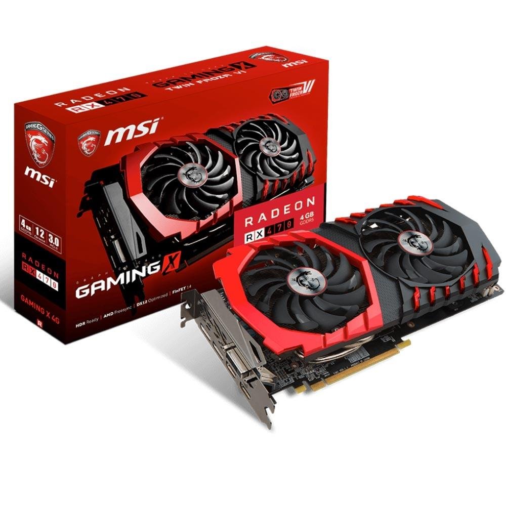 Placa de Vídeo VGA AMD MSI RADEON RX 470 4GB DDR5 RX 470 GAMING X 4G Placa de Vídeo VGA AMD MSI RADEON RX 470 4GB DDR5 RX 470 GAMING X 4G