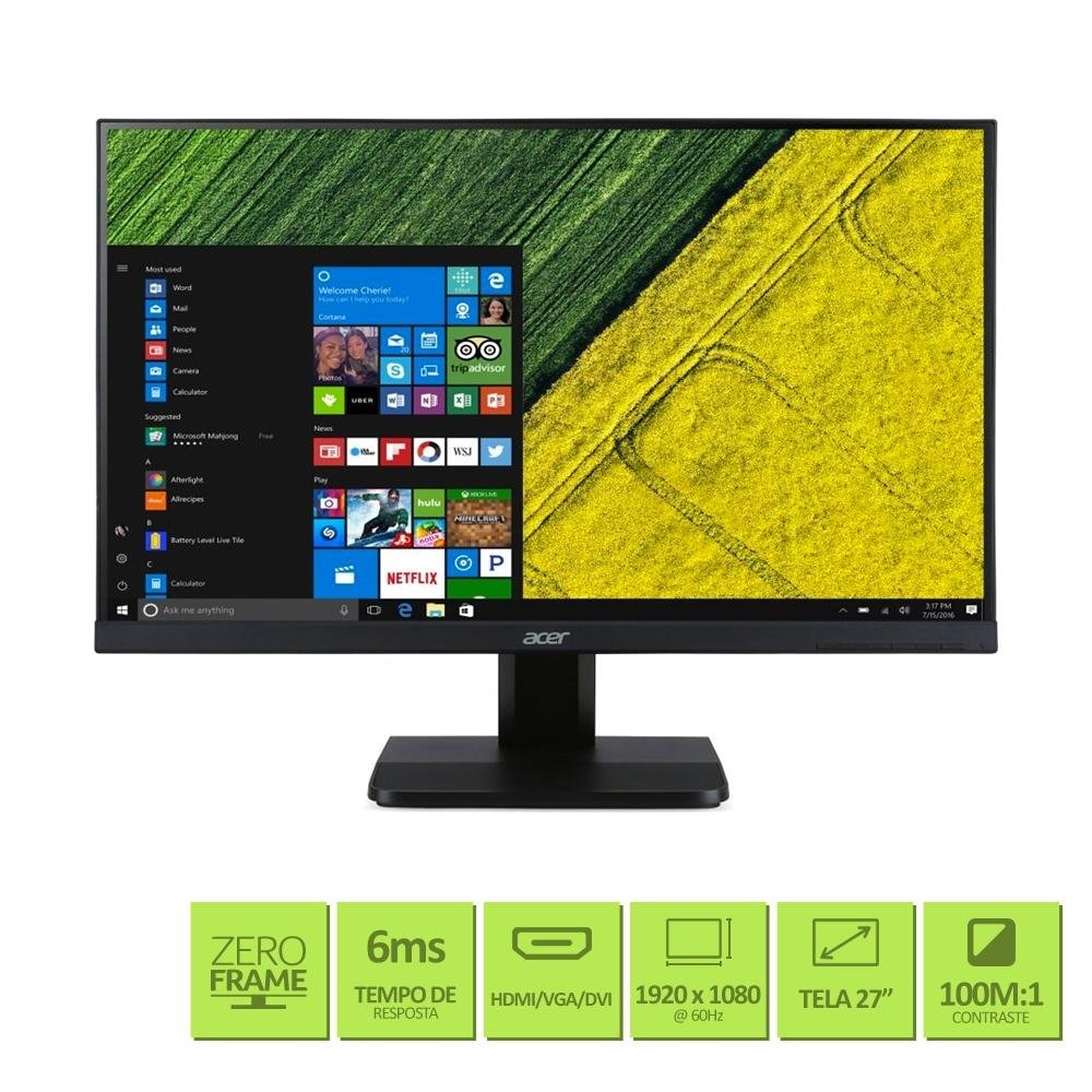 Monitor Acer LED 27´ Widescreen, Full HD, HDMI/VGA/DVI, Som Integrado - VA270H Monitor Acer LED 27´ Widescreen, Full HD, HDMI/VGA/DVI, Som Integrado - VA270H