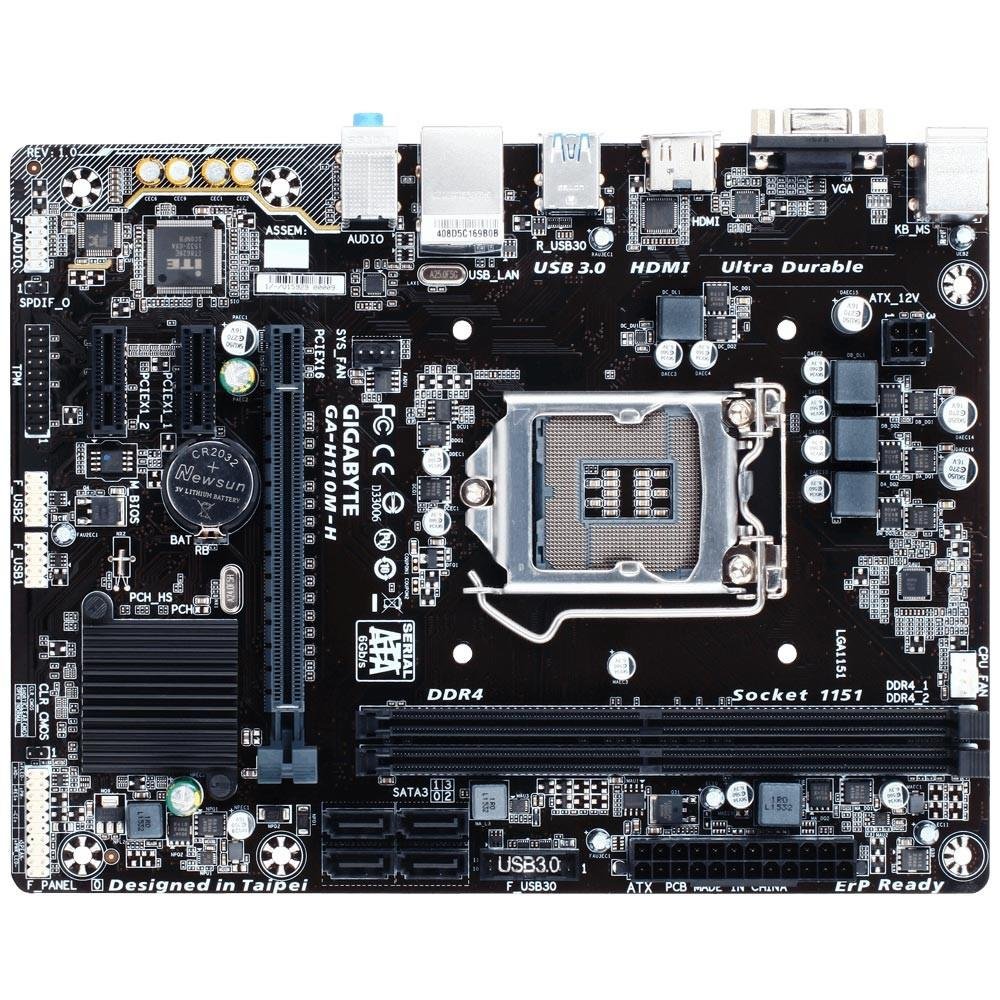 Placa-Mãe Gigabyte GA-H110M-H, Intel LGA 1151, mATX, DDR4, Preto