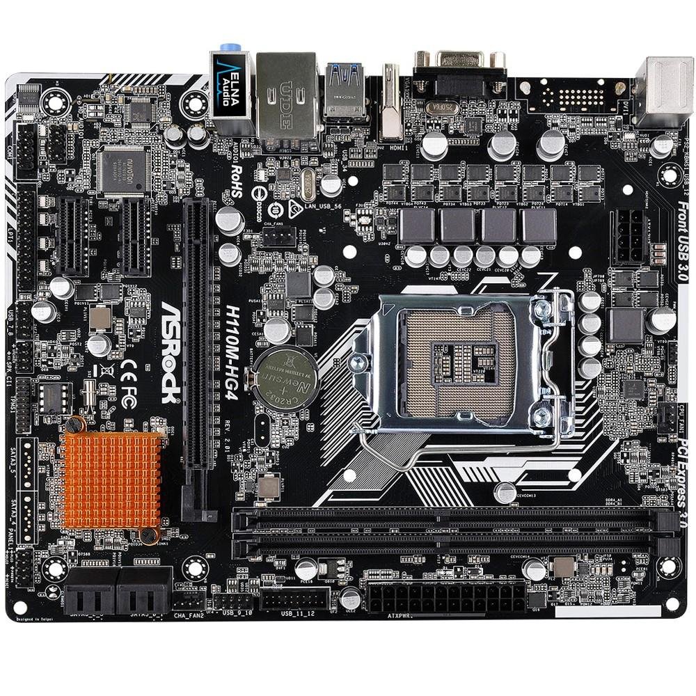 Placa-Mãe ASRock H110M-HG4, Intel LGA 1151, mATX, DDR4, Preto Placa-Mãe ASRock H110M-HG4, Intel LGA 1151, mATX, DDR4, Preto