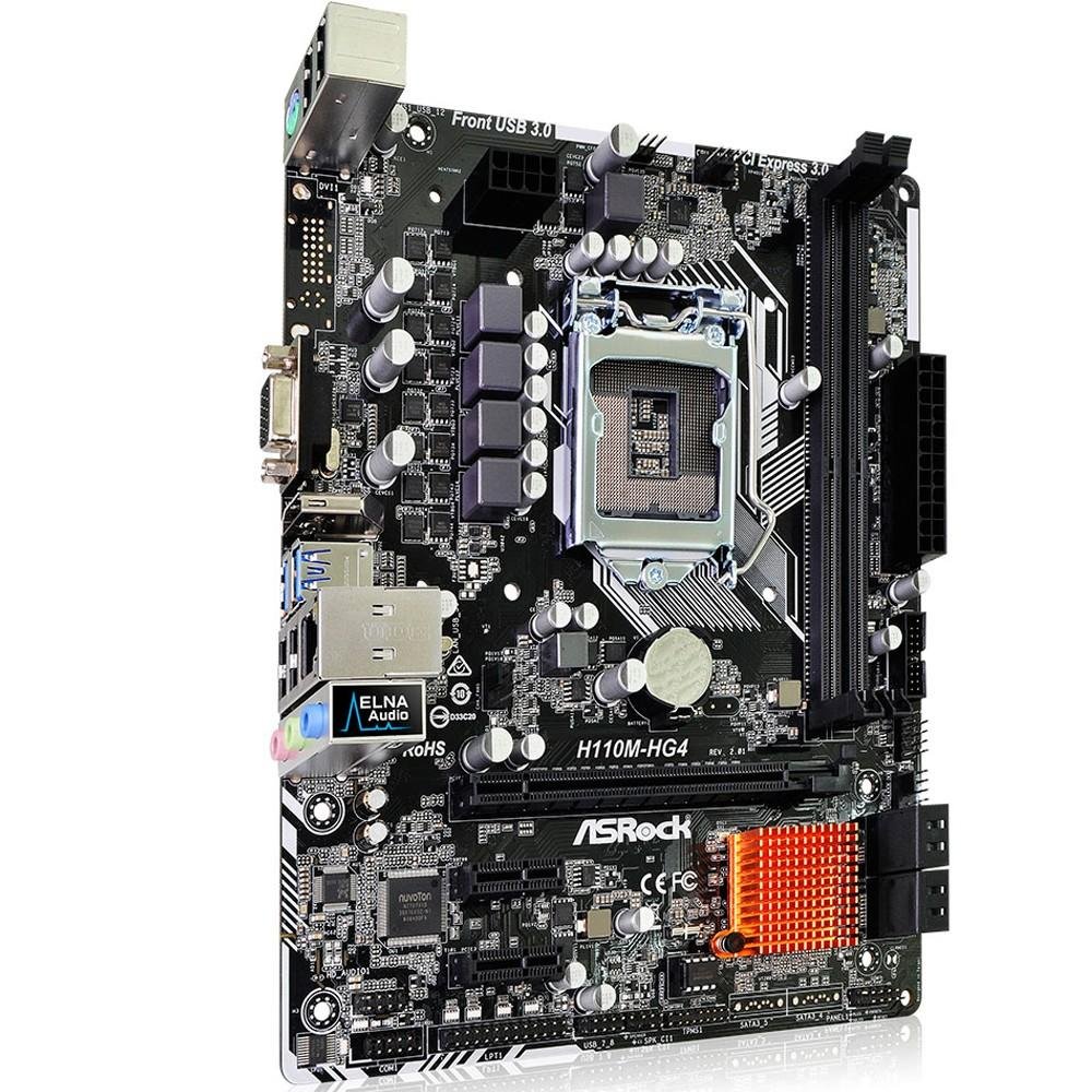 Placa-Mãe ASRock H110M-HG4, Intel LGA 1151, mATX, DDR4, Preto Placa-Mãe ASRock H110M-HG4, Intel LGA 1151, mATX, DDR4, Preto
