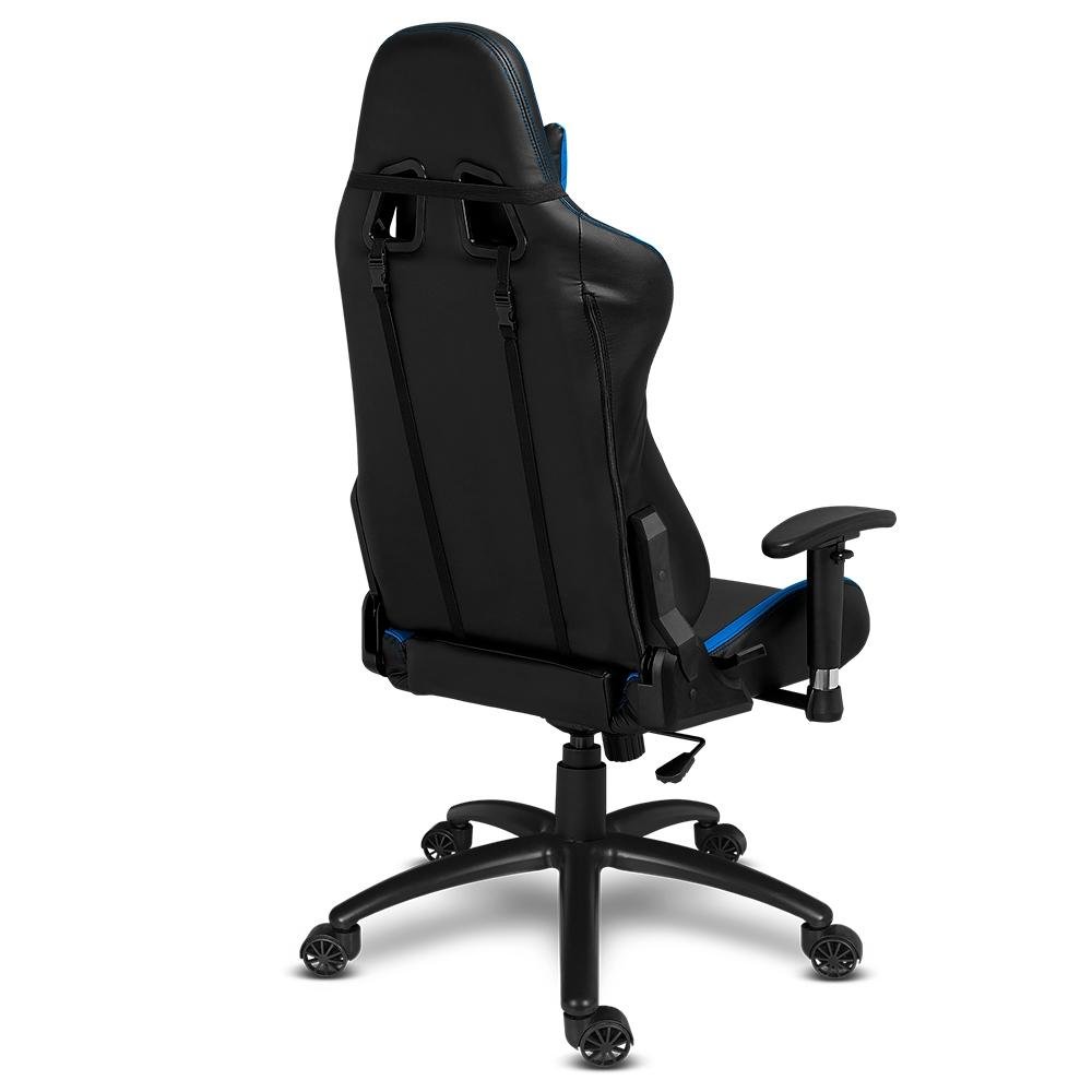 Cadeira Gamer Alpha Gamer Vega, Preto e Azul, Reclinável, com Almofadas, Cilindro de Gás Classe 4