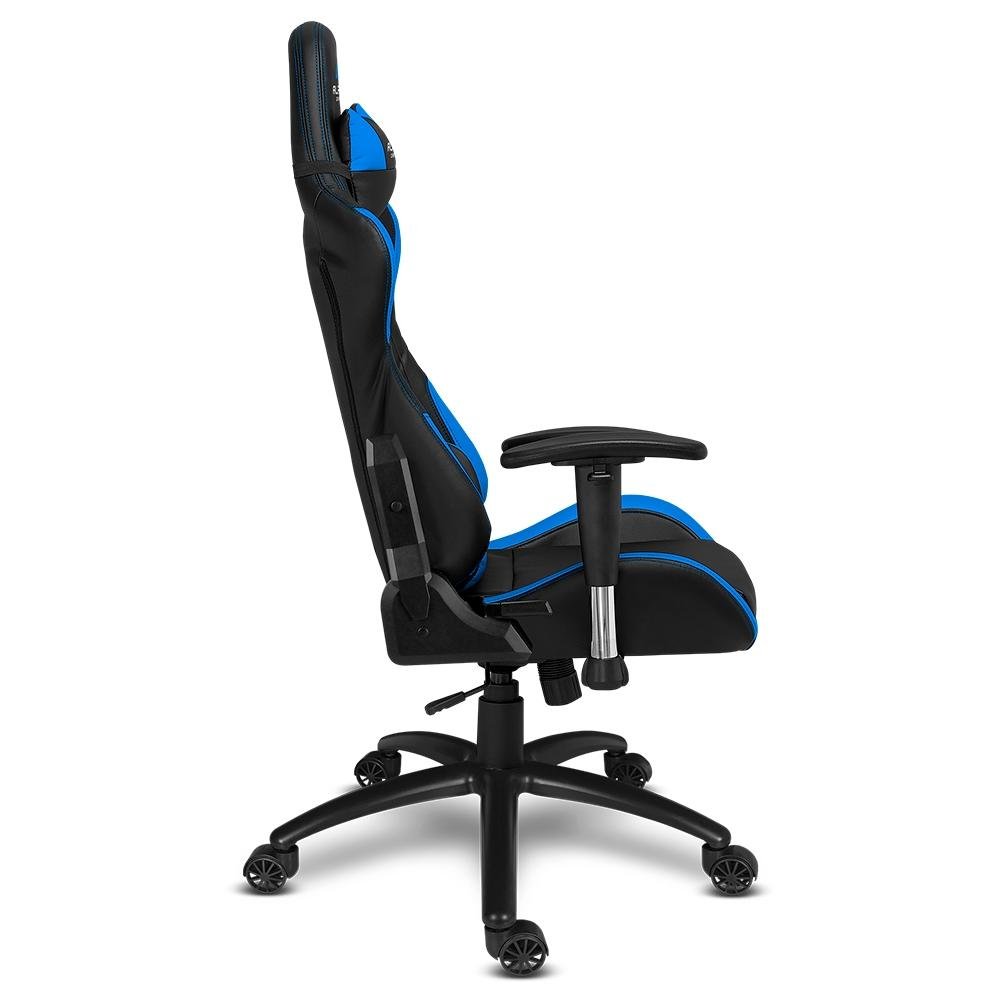 Cadeira Gamer Alpha Gamer Vega, Preto e Azul, Reclinável, com Almofadas, Cilindro de Gás Classe 4