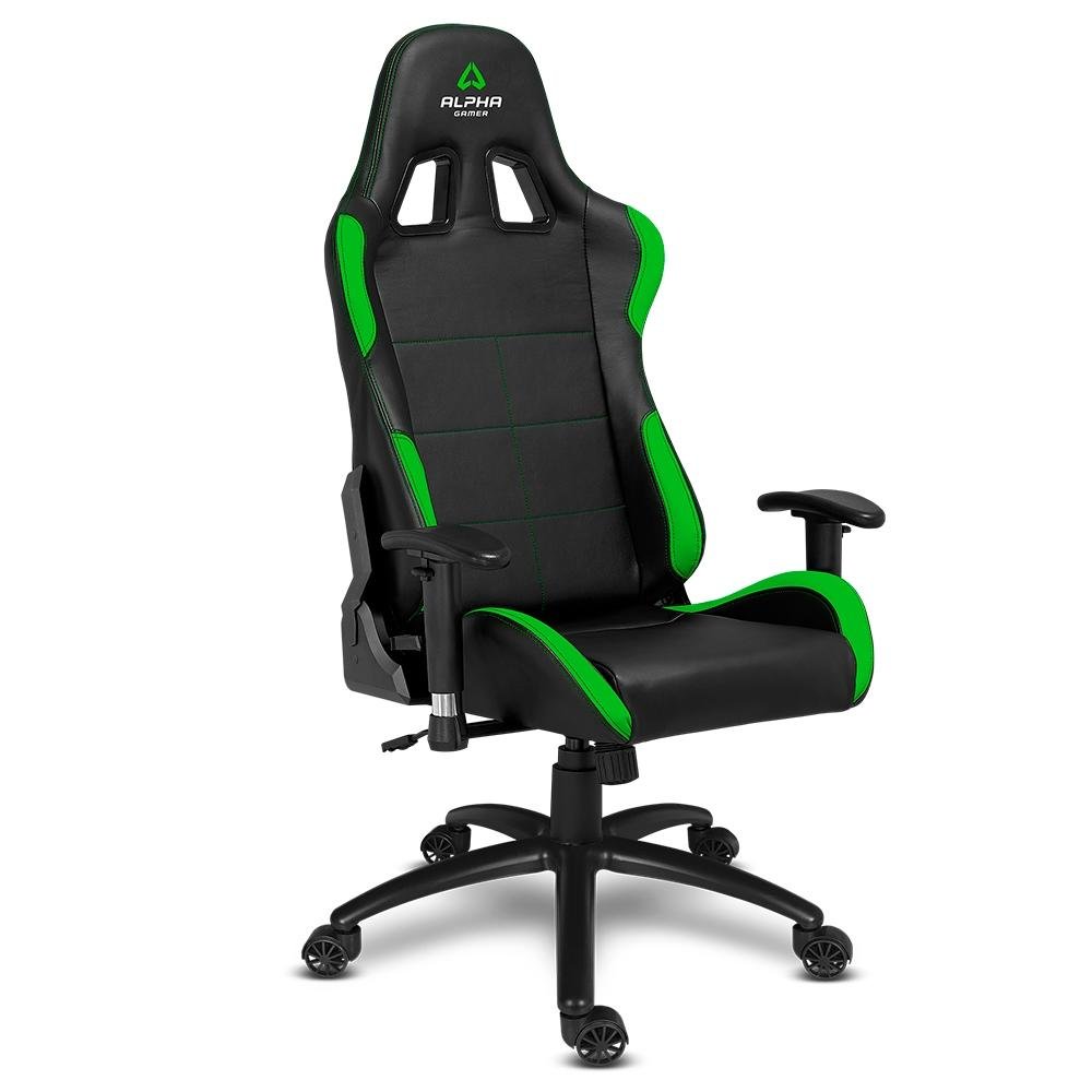 Cadeira Gamer Alpha Gamer Vega, Até 130Kg, Cilindro de Gás 4, Braço Ajustável, Preto e Verde - view 10