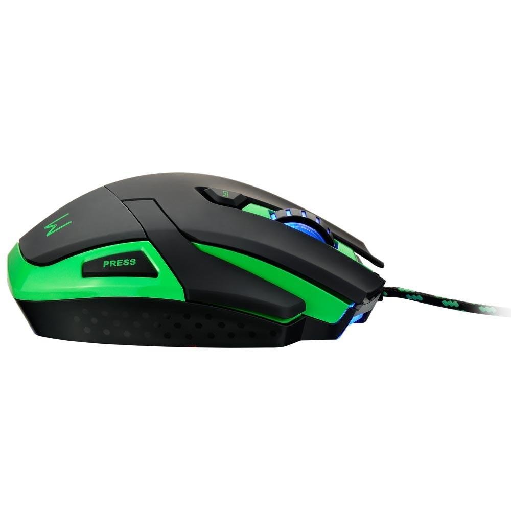 Mouse Gamer Warrior 3200DPI 6 botões Preto e Verde com LED Azul - MO245 Mouse Gamer Warrior 3200DPI 6 botões Preto e Verde com LED Azul - MO245