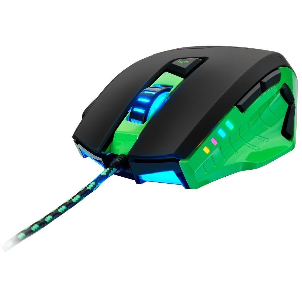 Mouse Gamer Warrior 3200DPI 6 botões Preto e Verde com LED Azul - MO245 Mouse Gamer Warrior 3200DPI 6 botões Preto e Verde com LED Azul - MO245