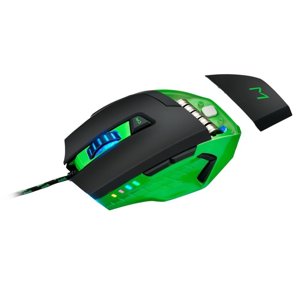 Mouse Gamer Warrior 3200DPI 6 botões Preto e Verde com LED Azul - MO245 Mouse Gamer Warrior 3200DPI 6 botões Preto e Verde com LED Azul - MO245