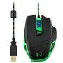 Mouse Gamer Warrior 3200DPI 6 botões Preto e Verde com LED Azul - MO245