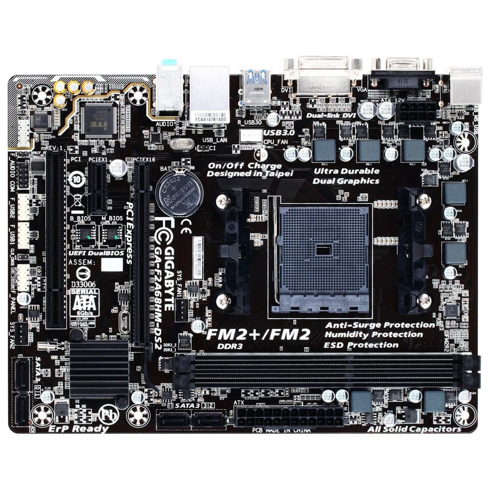 Imagem 2 de 4 do produto Placa-Mãe Gigabyte GA-F2A68HM-DS2, AMD FM2+, mATX, DDR3
