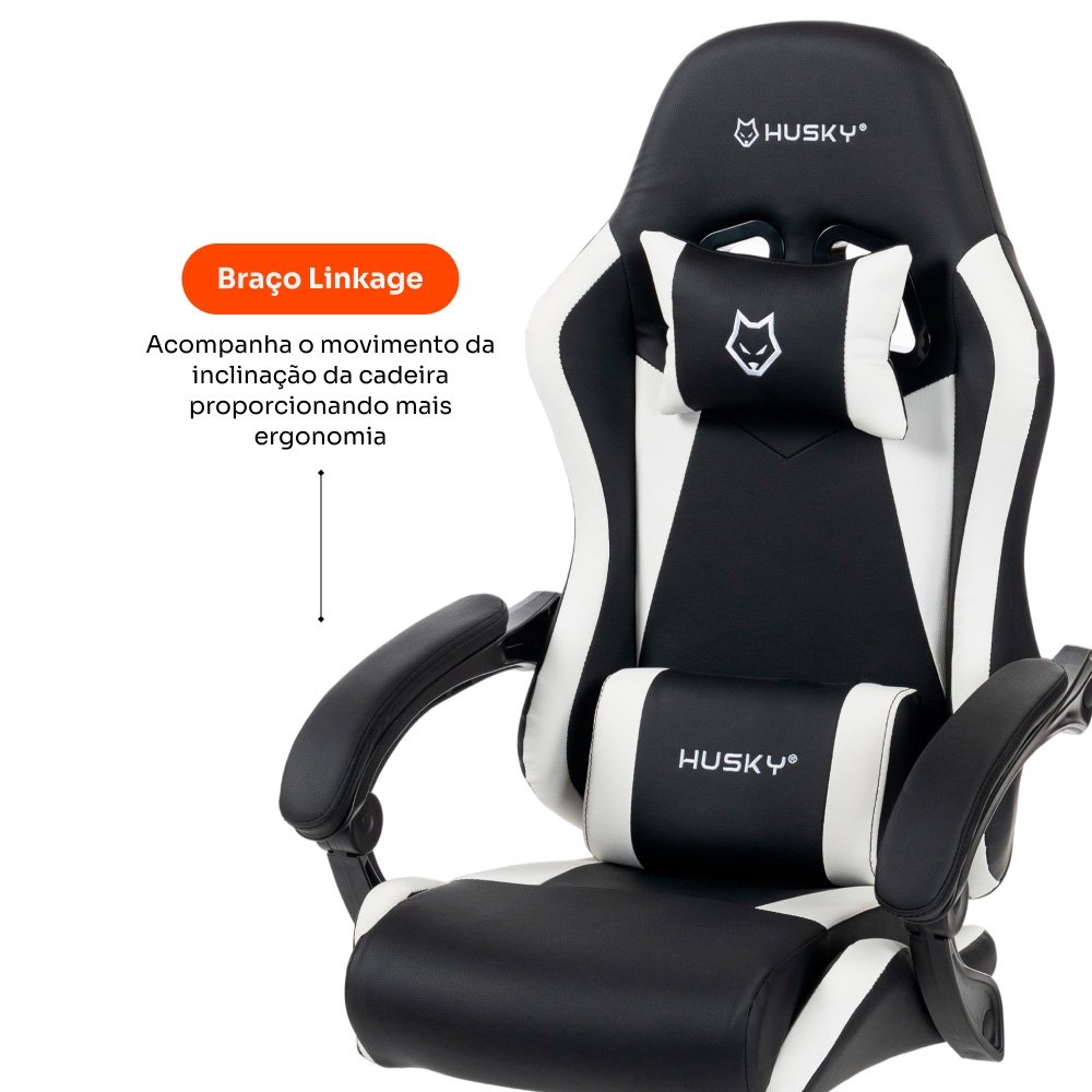 Cadeira Gamer ( Balão.info) Storm 100, Até 120kg, Almofadas, Reclinável 135º, PU, Preta E Branca - ( Balão.info - foto 7