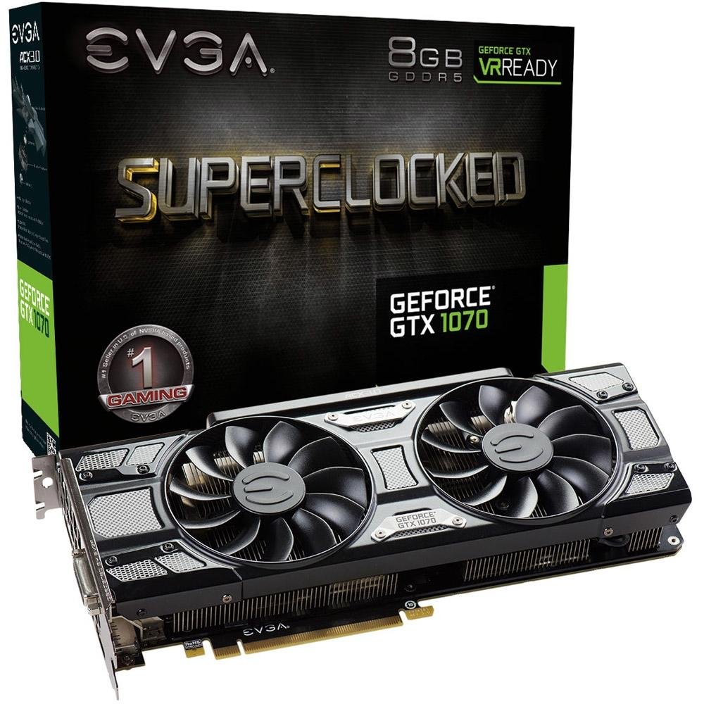 Placa de Vídeo EVGA NVIDIA GeForce GTX 1070 SC Gaming 8GB, GDDR5 - 08G-P4-5173-KR Placa de Vídeo EVGA NVIDIA GeForce GTX 1070 SC Gaming 8GB, GDDR5 - 08G-P4-5173-KR
