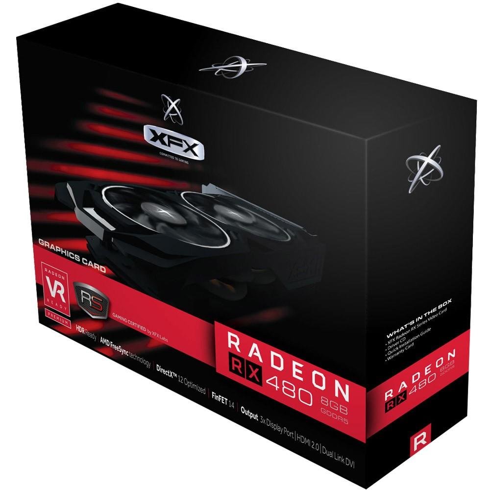 Imagem 6 de 6 do produto Placa de Vídeo VGA AMD XFX RADEON RX 480 8GB RS DDR5 1288Mhz XXX HS BP XFX RX-480P8LFB6