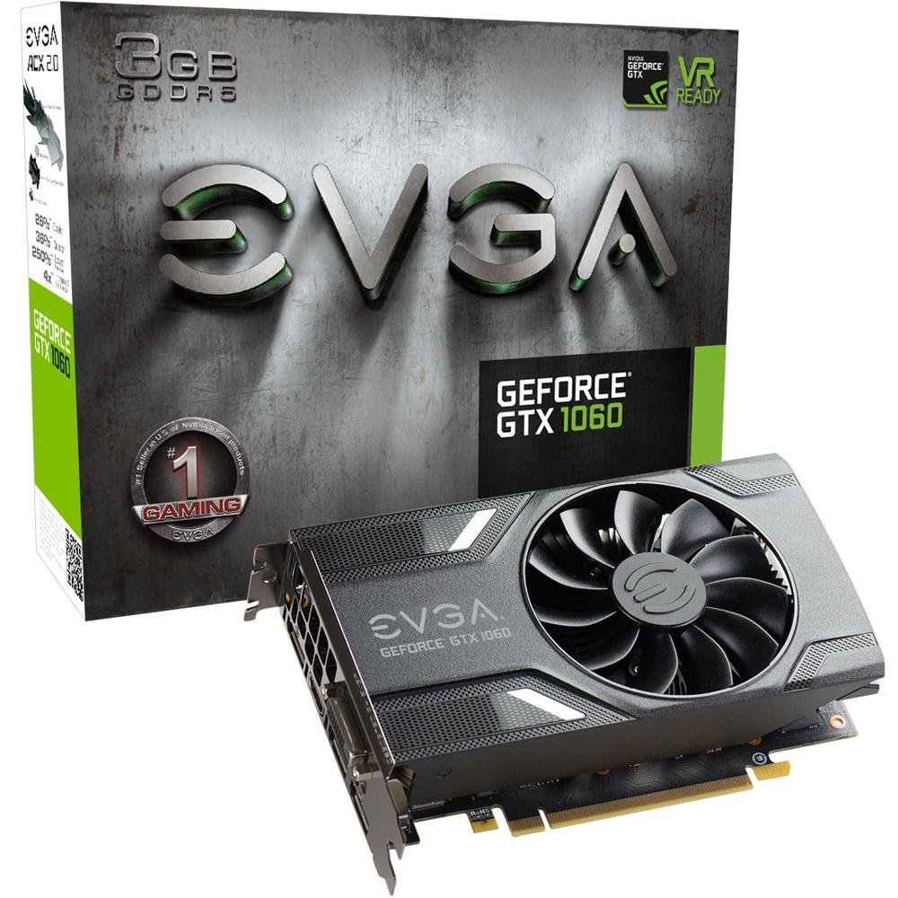 Placa de Vídeo EVGA NVIDIA GeForce GTX 1060 Gaming 3GB, GDDR5 - 03G-P4-6160-KR Placa de Vídeo EVGA NVIDIA GeForce GTX 1060 Gaming 3GB, GDDR5 - 03G-P4-6160-KR
