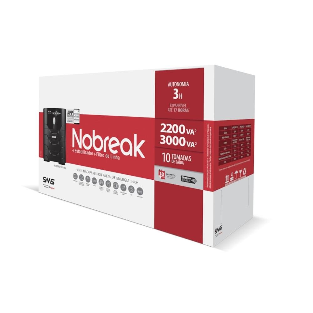 Imagem 5 de 5 do produto Nobreak SMS 3000VA Power Vision Bivolt 27747-NG