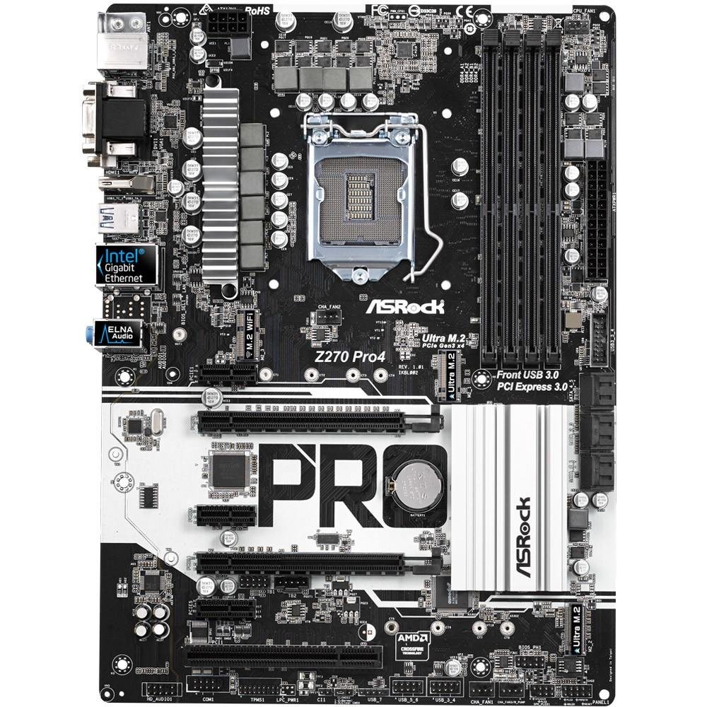 Placa-Mãe ASRock p/ Intel LGA 1151 ATX Z270 PRO4 DDR4