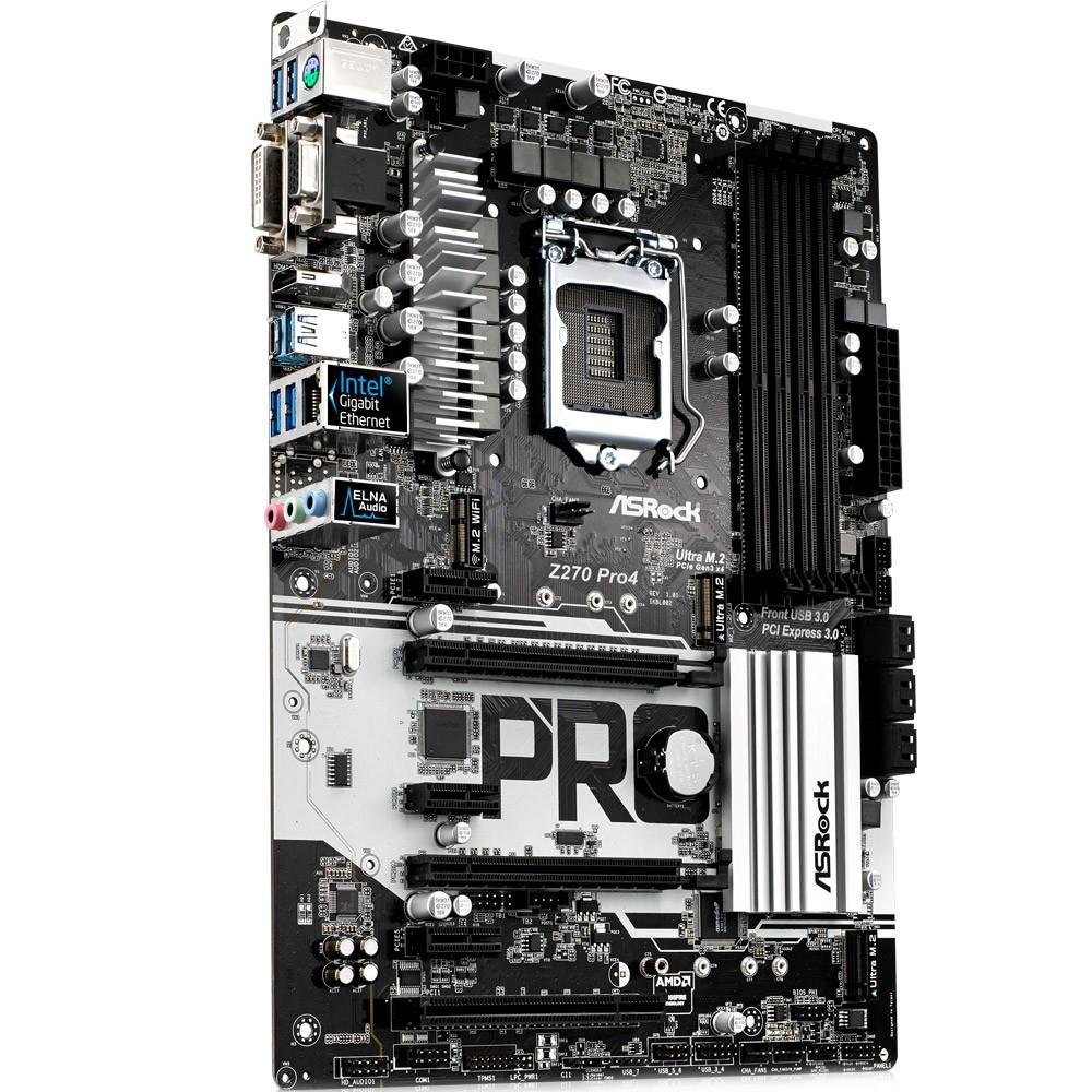 Placa-Mãe ASRock p/ Intel LGA 1151 ATX Z270 PRO4 DDR4