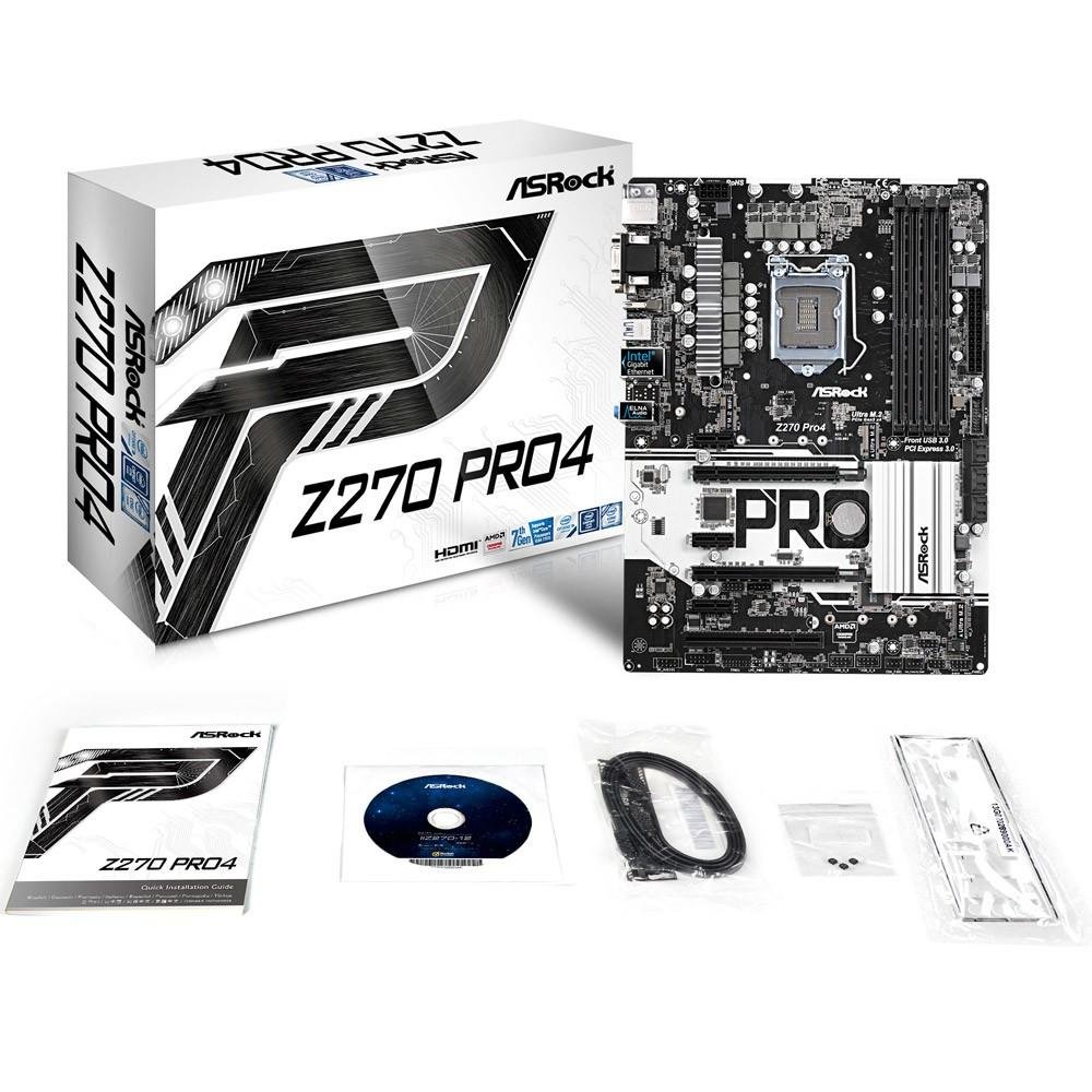Placa-Mãe ASRock p/ Intel LGA 1151 ATX Z270 PRO4 DDR4