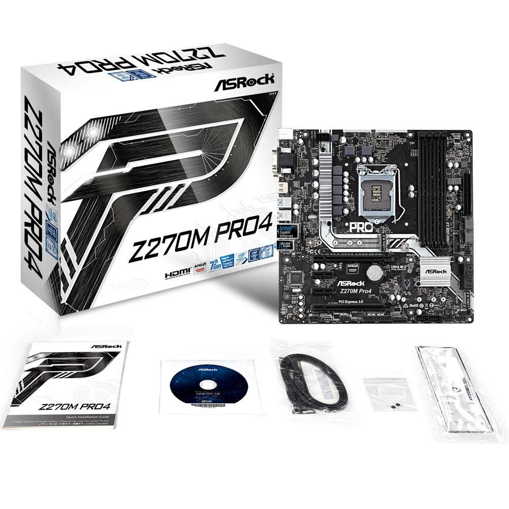 Placa-Mãe ASRock p/ Intel LGA 1151 mATX Z270M PRO4 DDR4 Placa-Mãe ASRock p/ Intel LGA 1151 mATX Z270M PRO4 DDR4