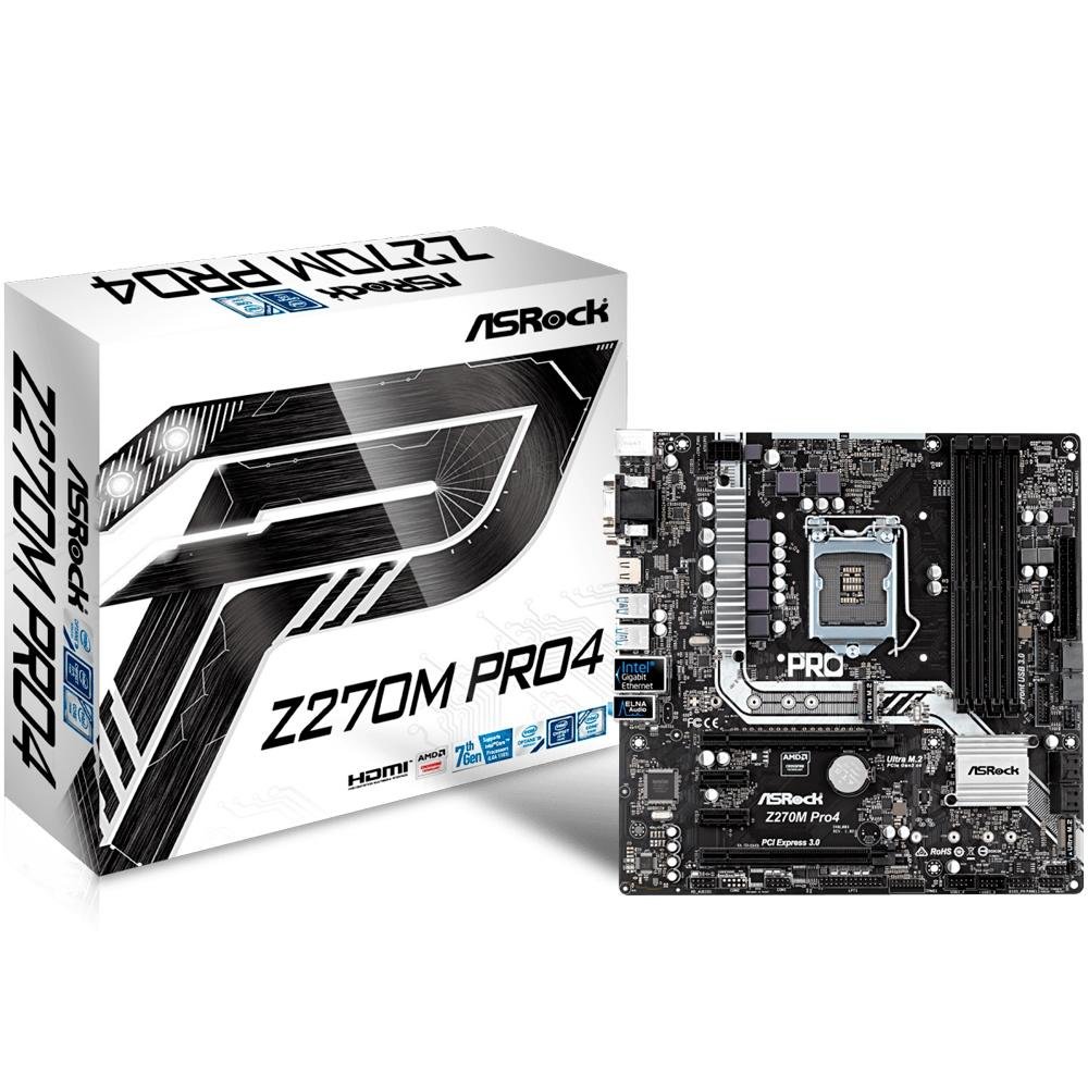 Placa-Mãe ASRock p/ Intel LGA 1151 mATX Z270M PRO4 DDR4 Placa-Mãe ASRock p/ Intel LGA 1151 mATX Z270M PRO4 DDR4