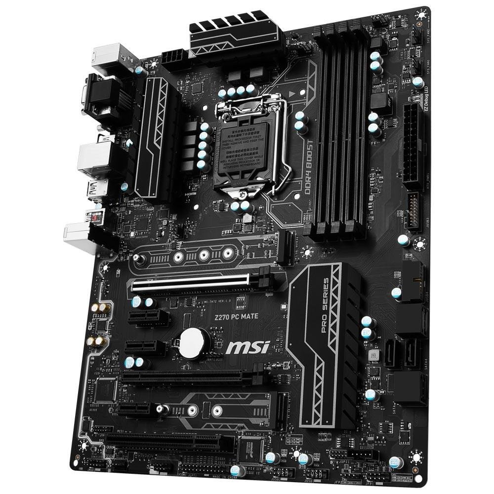 Placa-Mãe MSI p/ Intel LGA 1151 ATX Z270 PC MATE DDR4