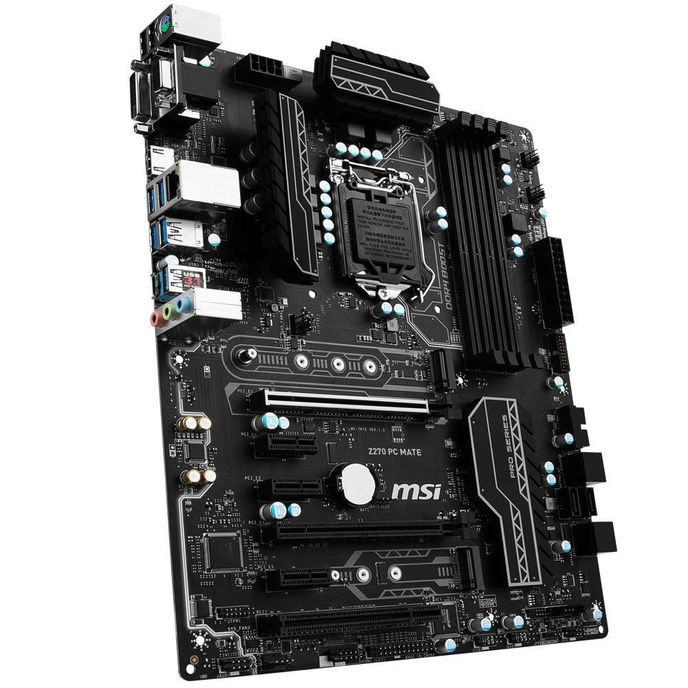 Placa-Mãe MSI p/ Intel LGA 1151 ATX Z270 PC MATE DDR4