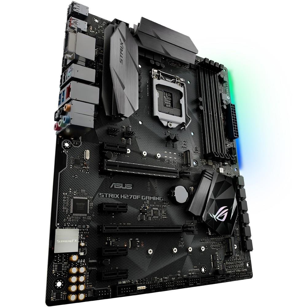 Placa-Mãe ASUS p/ Intel LGA 1151 ATX ROG STRIX H270F GAMING, DDR4, Aura Sync, Áudio Gamer, Rede Intel, USB 3.1 Tipo A e C, CFX, DVI/HDMI/DP Placa-Mãe ASUS p/ Intel LGA 1151 ATX ROG STRIX H270F GAMING, DDR4, Aura Sync, Áudio Gamer, Rede Intel, USB 3.1 Tipo A e C, CFX, DVI/HDMI/DP