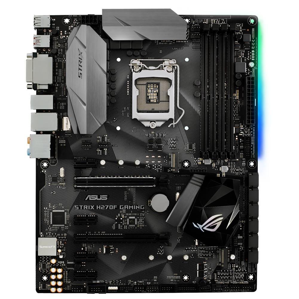 Placa-Mãe ASUS p/ Intel LGA 1151 ATX ROG STRIX H270F GAMING, DDR4, Aura Sync, Áudio Gamer, Rede Intel, USB 3.1 Tipo A e C, CFX, DVI/HDMI/DP Placa-Mãe ASUS p/ Intel LGA 1151 ATX ROG STRIX H270F GAMING, DDR4, Aura Sync, Áudio Gamer, Rede Intel, USB 3.1 Tipo A e C, CFX, DVI/HDMI/DP