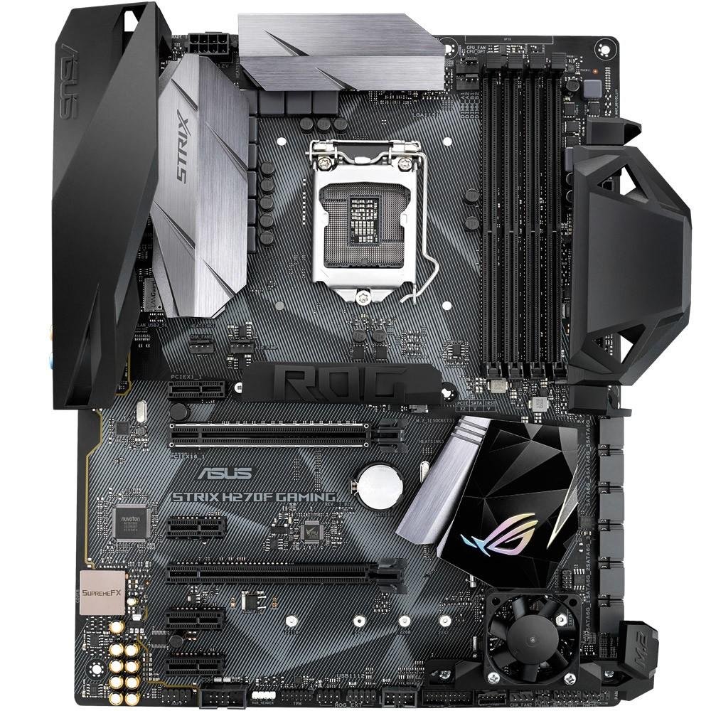 Placa-Mãe ASUS p/ Intel LGA 1151 ATX ROG STRIX H270F GAMING, DDR4, Aura Sync, Áudio Gamer, Rede Intel, USB 3.1 Tipo A e C, CFX, DVI/HDMI/DP Placa-Mãe ASUS p/ Intel LGA 1151 ATX ROG STRIX H270F GAMING, DDR4, Aura Sync, Áudio Gamer, Rede Intel, USB 3.1 Tipo A e C, CFX, DVI/HDMI/DP