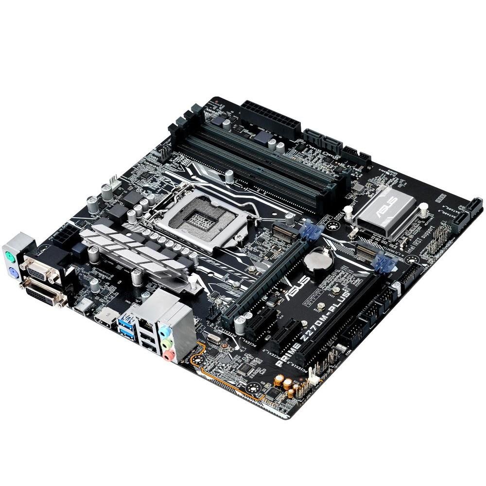 Placa-Mãe ASUS p/ Intel LGA 1151 mATX PRIME Z270M-PLUS 4x DDR4, USB Tipo C, CFX, 2-M.2, 5X Protection 3, Digi+ VRM, Safe Slot, VGA/DVI/HDMI