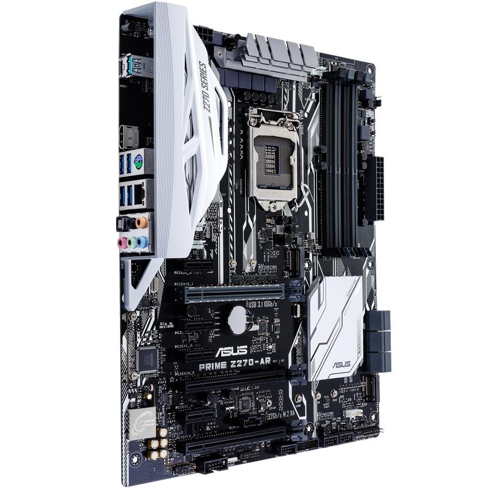 Placa-Mãe ASUS p/ Intel LGA 1151 ATX PRIME Z270-AR 4X DDR4, 2-M.2, Rede Intel, Safe Slot,ThunderboltEX, Áudio DTS, Aura Sync, SLI/CFX, HDMI