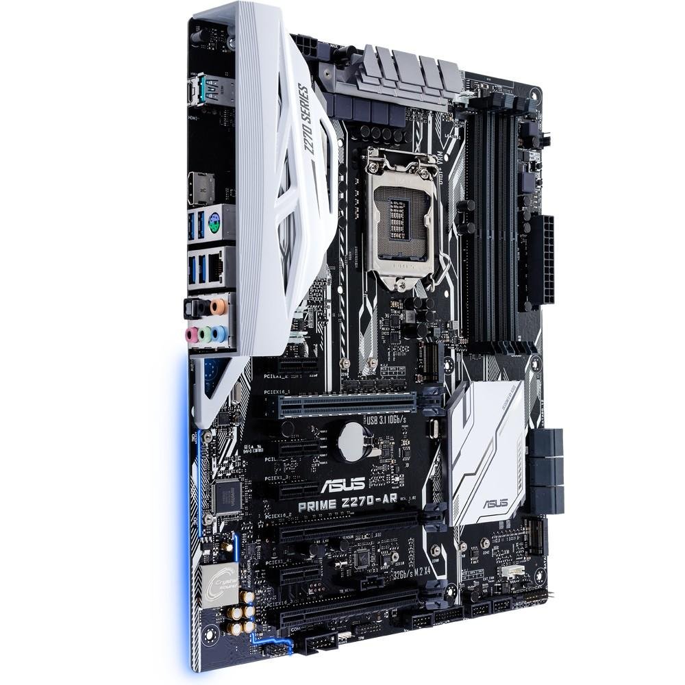 Placa-Mãe ASUS p/ Intel LGA 1151 ATX PRIME Z270-AR 4X DDR4, 2-M.2, Rede Intel, Safe Slot,ThunderboltEX, Áudio DTS, Aura Sync, SLI/CFX, HDMI