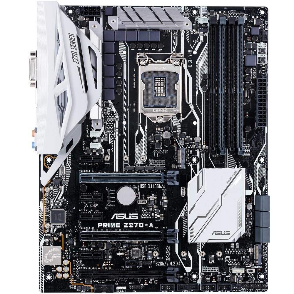 Placa-Mãe ASUS p/ Intel LGA 1151 ATX PRIME Z270-A 4 X DDR4, 2-M.2, Rede Intel, ThunderboltEX ,Áudio DTS, Aura Sync, SLI/CFX,DVI/HDMI/DP