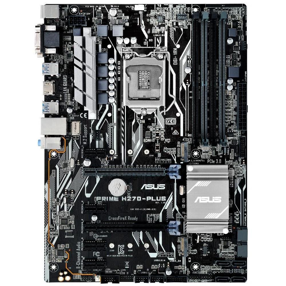 Imagem 4 de 4 do produto Placa-Mãe ASUS p/ Intel LGA 1151 ATX PRIME H270-PLUS, 4x DDR4, 2-M.2, Safe Slot, Áudio Gamer ,LED, SUB 3.0 Frontal, CFX, VGA/DVI/HDMI