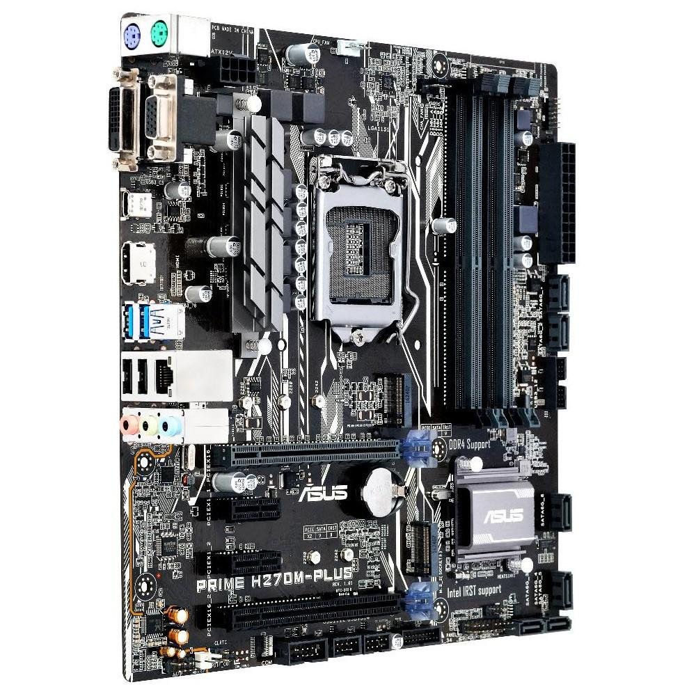 Imagem 4 de 5 do produto Placa-Mãe ASUS p/ Intel LGA 1151 mATX PRIME H270M-PLUS, 4 X DDR4, 2-M.2, Safe Slot, Áudio Gamer,LED, USB 3.0 Frontal ,CFX, VGA/DVI/HDMI