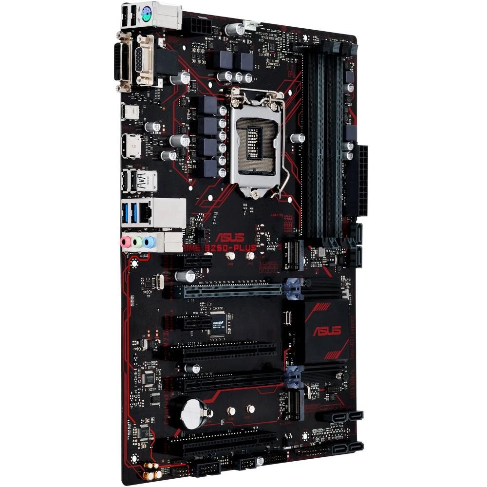 Imagem 2 de 5 do produto Placa-Mãe ASUS  p/ Intel LGA 1151 ATX PRIME B250-PLUS, 4 X DDR4,Safe Slot,Áudio Gamer,USB 3.0 Frontal,LED,2 M.2,CFX,VGA/DVI/HDMI