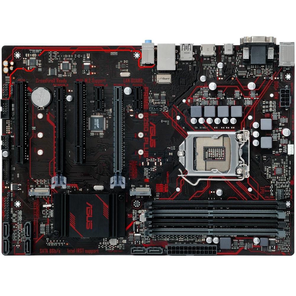 Imagem 5 de 5 do produto Placa-Mãe ASUS  p/ Intel LGA 1151 ATX PRIME B250-PLUS, 4 X DDR4,Safe Slot,Áudio Gamer,USB 3.0 Frontal,LED,2 M.2,CFX,VGA/DVI/HDMI