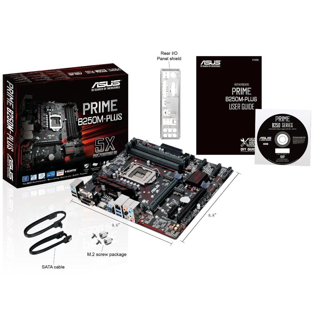 Placa-Mãe ASUS p/ Intel LGA 1151 mATX PRIME B250M-PLUS, 4x DDR4, Safe Slot, Áudio Gamer,USB 3.0 Frontal, LED, 2 M.2, CFX, VGA/DVI/HDMI Placa-Mãe ASUS p/ Intel LGA 1151 mATX PRIME B250M-PLUS, 4x DDR4, Safe Slot, Áudio Gamer,USB 3.0 Frontal, LED, 2 M.2, CFX, VGA/DVI/HDMI