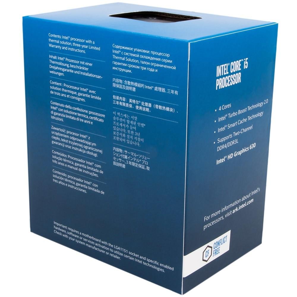 Processador Intel Core i5-7500 Kaby Lake 7a Geração, Cache 6MB, 3.4GHz (3.8GHz Max Turbo), LGA 1151 Intel HD Graphics BX80677I57500