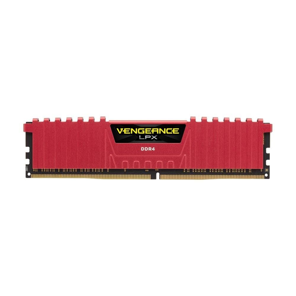 Memória Corsair Vengeance LPX, 4GB, 2400MHz, DDR4, CL16, Vermelho - CMK4GX4M1A2400C16R Memória Corsair Vengeance LPX, 4GB, 2400MHz, DDR4, CL16, Vermelho - CMK4GX4M1A2400C16R