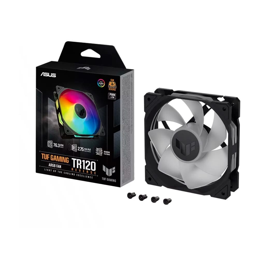Imagem 9 de 9 do produto Ventoinha Asus TUF Gaming TR120 Reverse, 120mm, ARGB, Preto - 90DA00D0-B00000