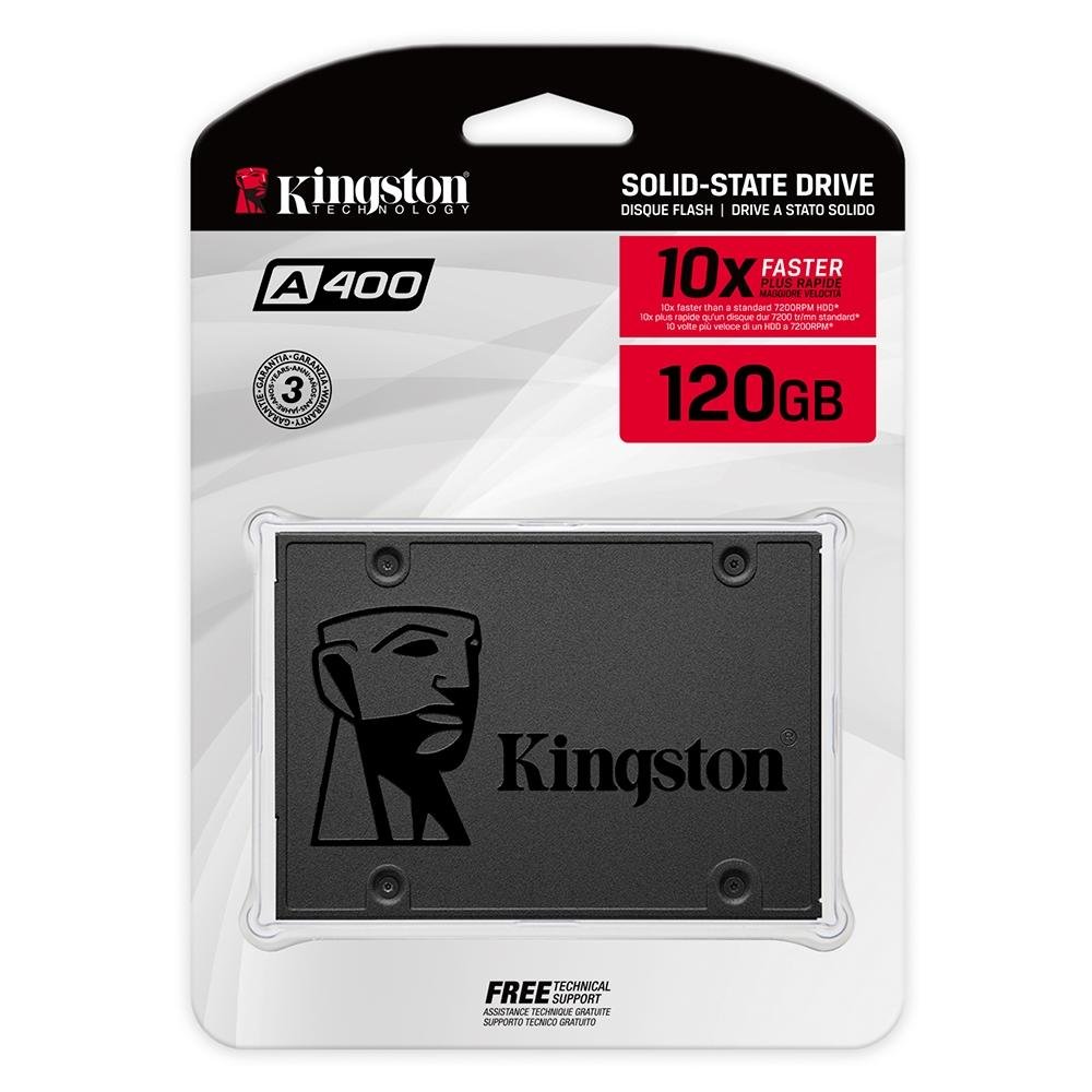 SSD Kingston A400, SATA, 120GB, 2.5", Leitura: 500MB/s e Gravação: 320MB/s, Preto - SA400S37/120G SSD Kingston A400, SATA, 120GB, 2.5", Leitura: 500MB/s e Gravação: 320MB/s, Preto - SA400S37/120G