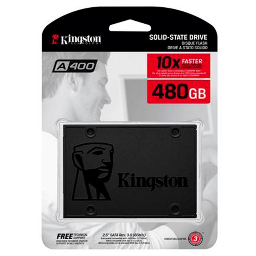 "SSD Kingston A400, 480GB, SATA III, 2.5"", Leitura: 500MB/s, Gravação: 450MB/s, Preto - SA400S37/480G" - view 2