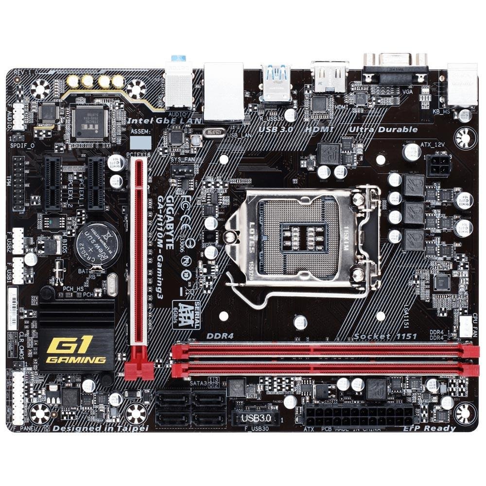 Imagem 4 de 4 do produto Placa-Mãe Gigabyte GA-H110M Gaming 3, Intel LGA 1151, mATX, DDR4, Preto