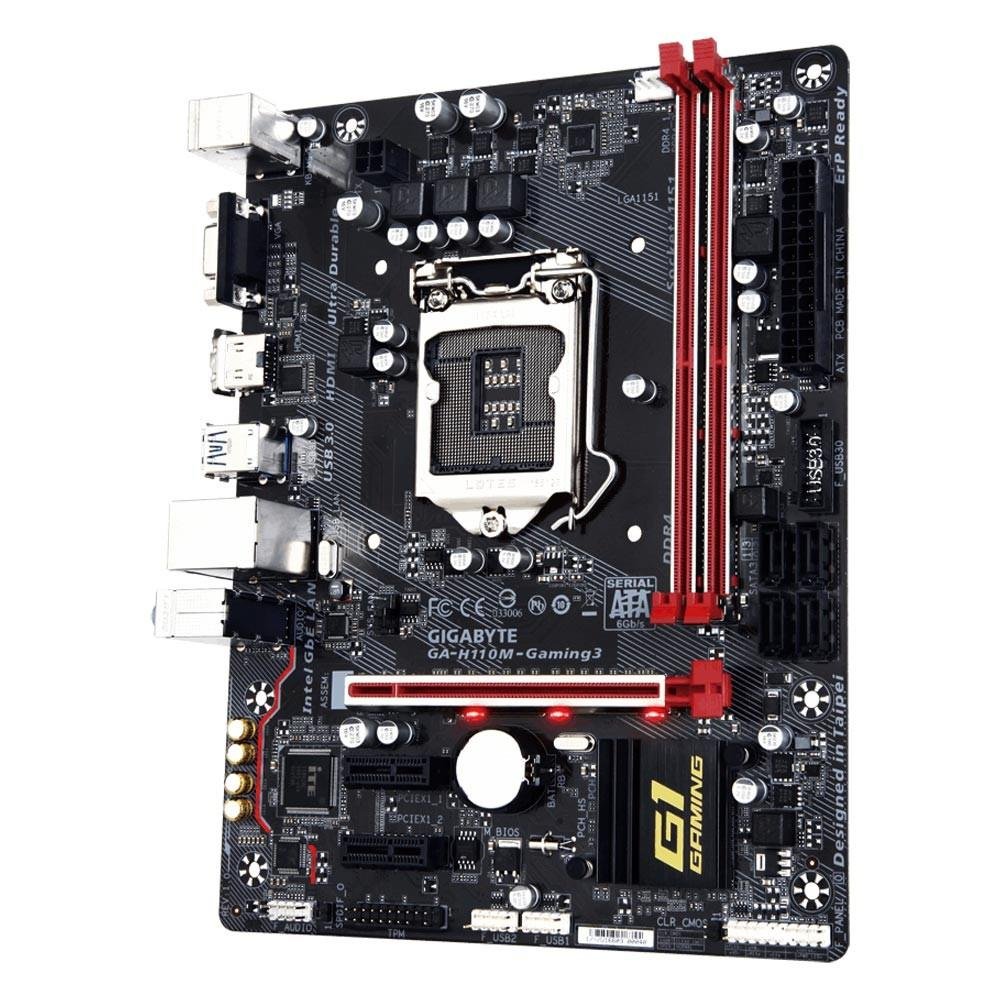 Imagem 2 de 4 do produto Placa-Mãe Gigabyte GA-H110M Gaming 3, Intel LGA 1151, mATX, DDR4, Preto