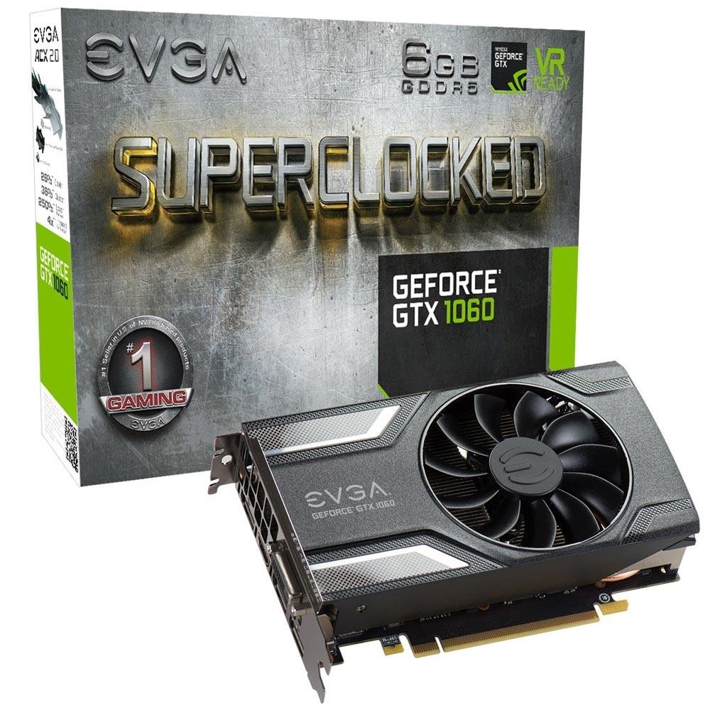 Placa de Vídeo EVGA NVIDIA GeForce GTX 1060 6GB SC Gaming, GDDR5 - 06G-P4-6163-KR Placa de Vídeo EVGA NVIDIA GeForce GTX 1060 6GB SC Gaming, GDDR5 - 06G-P4-6163-KR