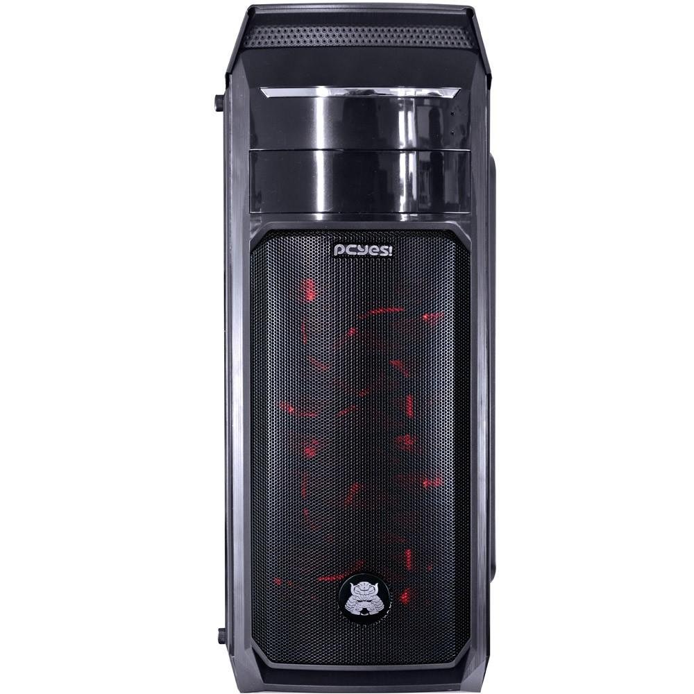 Imagem 6 de 7 do produto Gabinete Gamer PCYES mid-tower Samurai com 3 fans LED Vermelho Lateral em acrílico Transparente – SAMPTOVM3FCAT