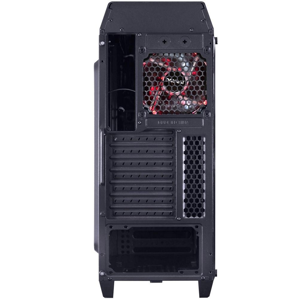 Imagem 4 de 7 do produto Gabinete Gamer PCYES mid-tower Samurai com 3 fans LED Vermelho Lateral em acrílico Transparente – SAMPTOVM3FCAT
