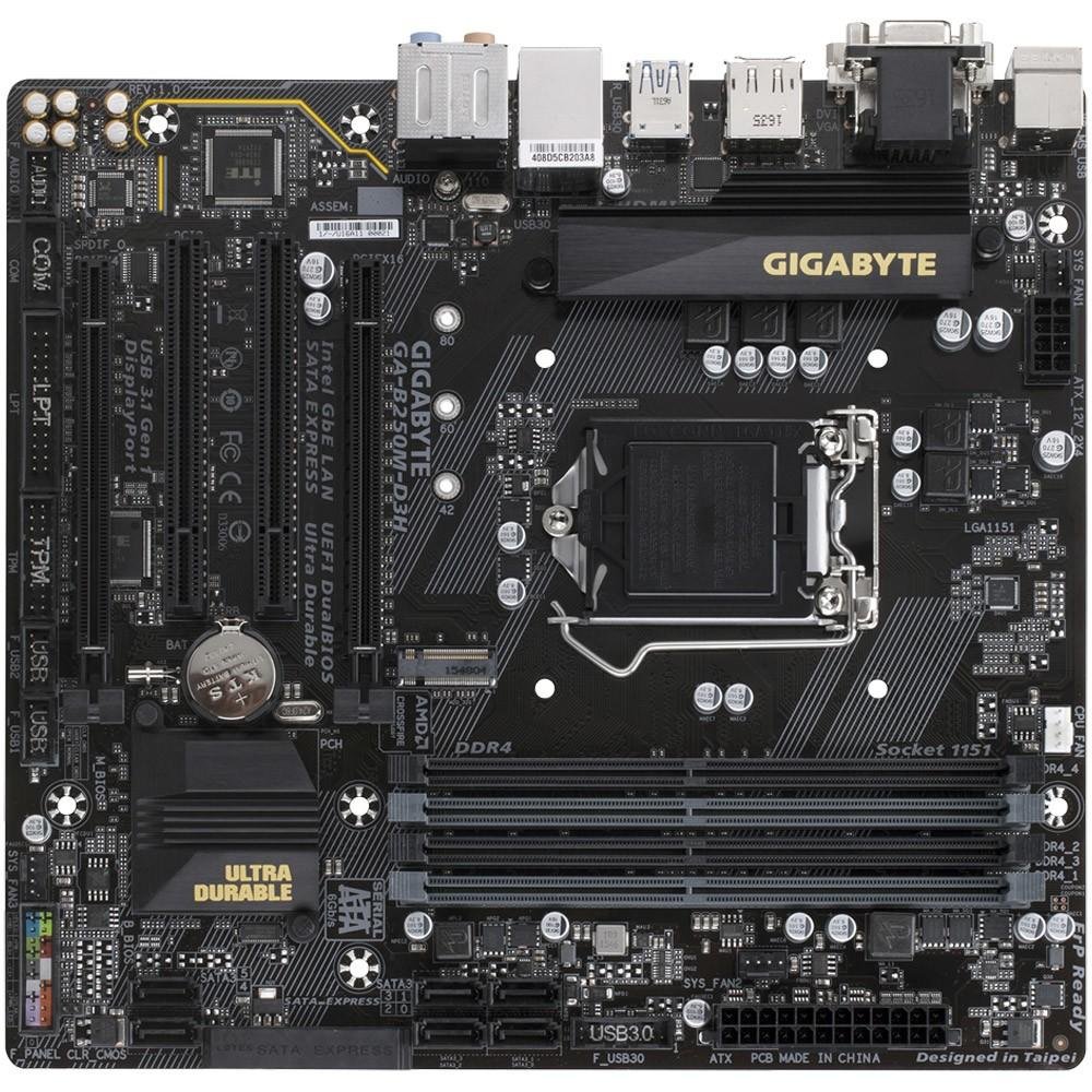 Placa-Mãe GIGABYTE p/ Intel LGA 1151 mATX GA-B250M-D3H DDR4
