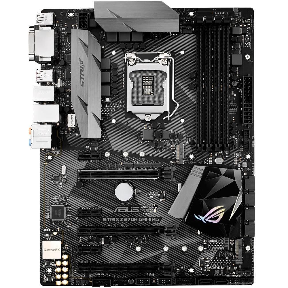 Placa-Mãe ASUS p/ Intel LGA 1151 ATX STRIX Z270H GAMING 4 x DDR4,SLI/CrossFireX, Digi + VRM,1x DVI, 1x HDMI, SupremeFX Shielding,6x SATA 6Gb Placa-Mãe ASUS p/ Intel LGA 1151 ATX STRIX Z270H GAMING 4 x DDR4,SLI/CrossFireX, Digi + VRM,1x DVI, 1x HDMI, SupremeFX Shielding,6x SATA 6Gb