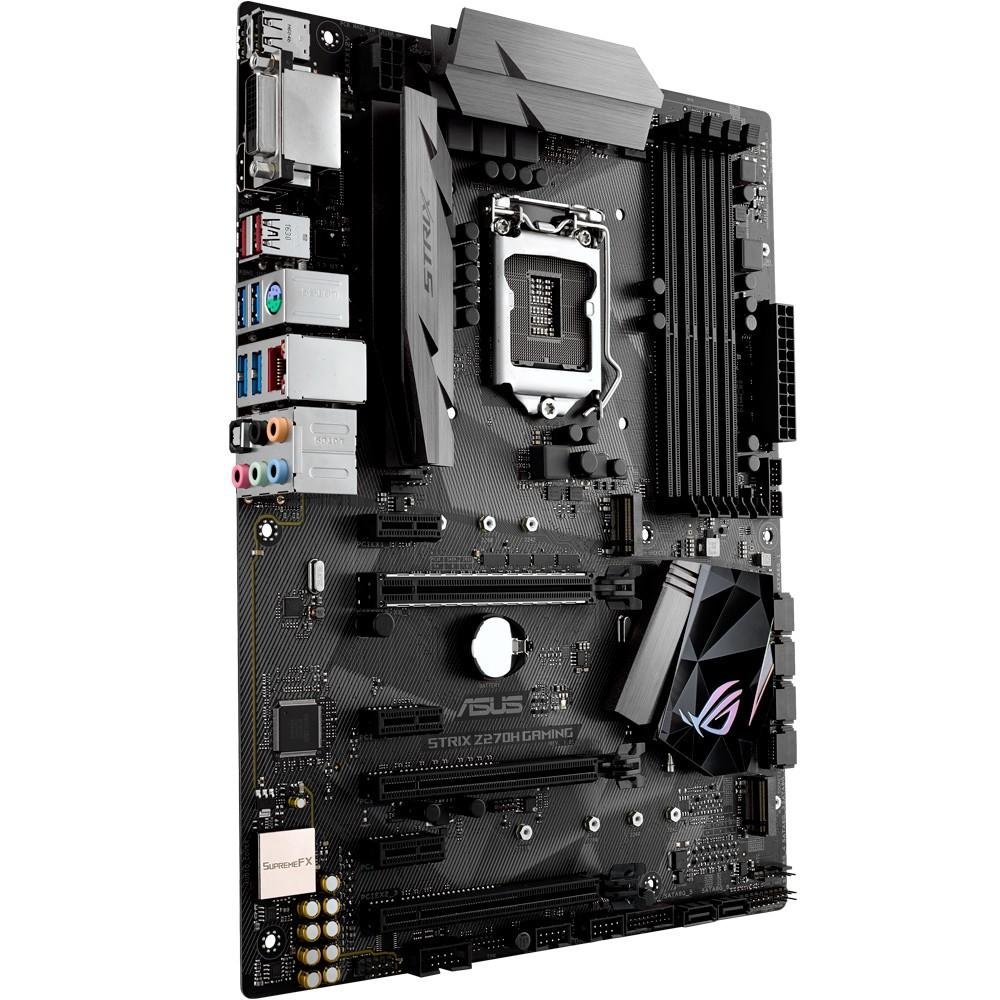 Placa-Mãe ASUS p/ Intel LGA 1151 ATX STRIX Z270H GAMING 4 x DDR4,SLI/CrossFireX, Digi + VRM,1x DVI, 1x HDMI, SupremeFX Shielding,6x SATA 6Gb Placa-Mãe ASUS p/ Intel LGA 1151 ATX STRIX Z270H GAMING 4 x DDR4,SLI/CrossFireX, Digi + VRM,1x DVI, 1x HDMI, SupremeFX Shielding,6x SATA 6Gb